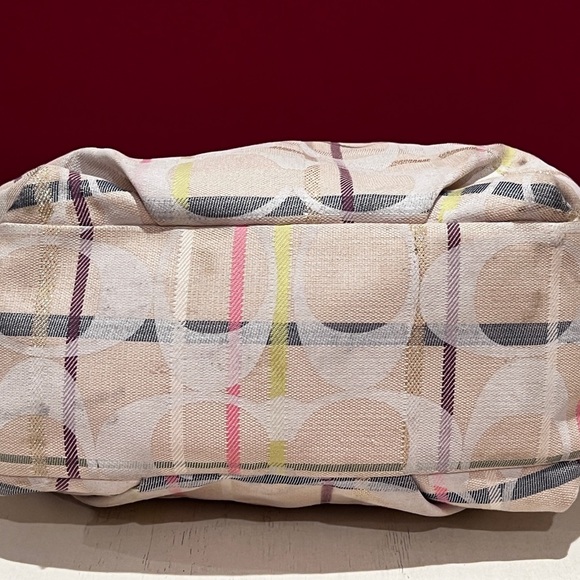 Coach Tattersall Cream and Brown Structured Shoulder Bag - Picture 12 of 14